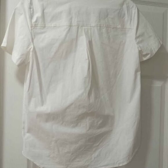 Theory Poplin Lace Up Short Sleeve Women's Top, Size Medium - Picture 3 of 6